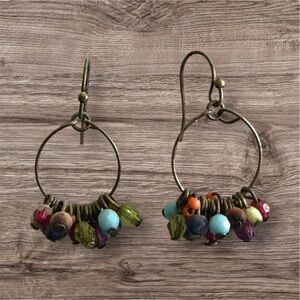 Multicolor Bead Hoop Earrings - Women Jewelry